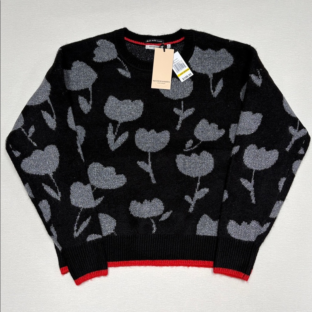 Scotch & Soda Tulips Metal Thread Knit Sweater- NWT